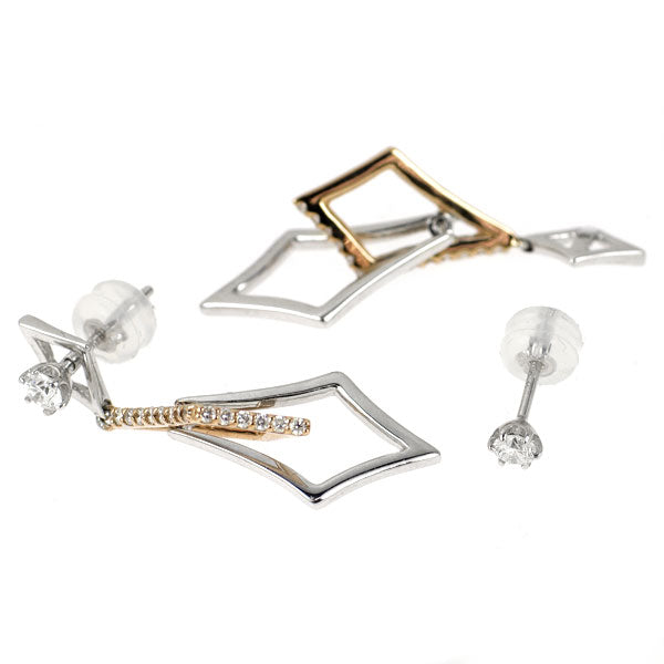 K18WG/PG ダイヤモンド ピアス 0.20ct D0.16ct 2way