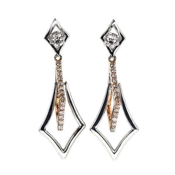 K18WG/PG ダイヤモンド ピアス 0.20ct D0.16ct 2way