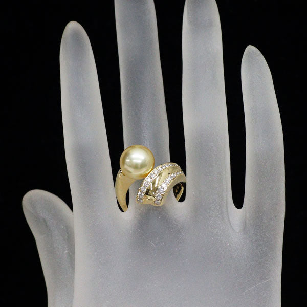 K18YG ゴールデンパール ダイヤモンド リング 径約10.4mm D0.40ct