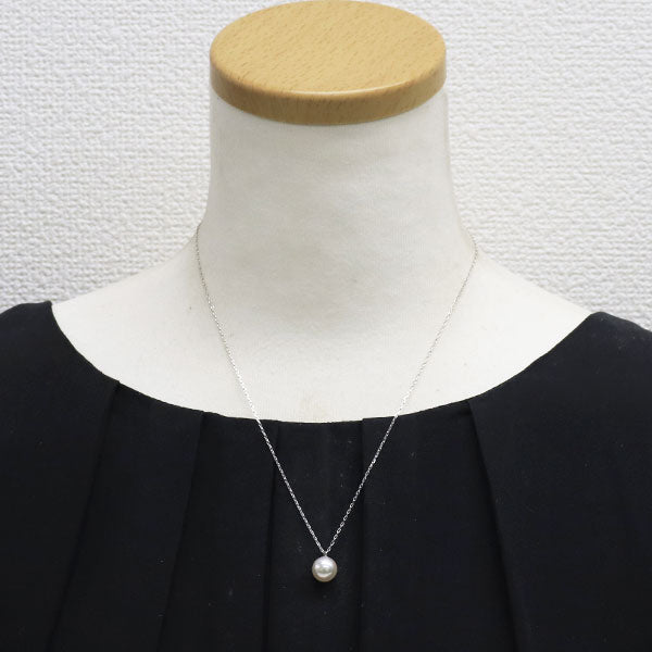 K18WG アコヤ真珠 ペンダントネックレス 径約9.0mm — セルビー