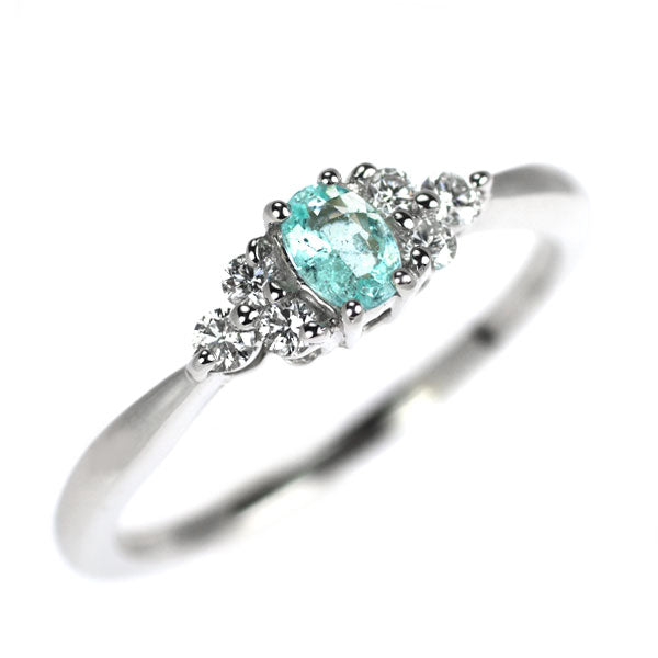 GSTV Pt950 パライバトルマリン ダイヤモンド リング 0.13ct D0.12ct