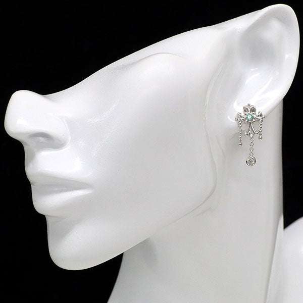 K14WG/ K18WG パライバトルマリン ダイヤモンド ピアス 0.12ct D0.14ct クロス
