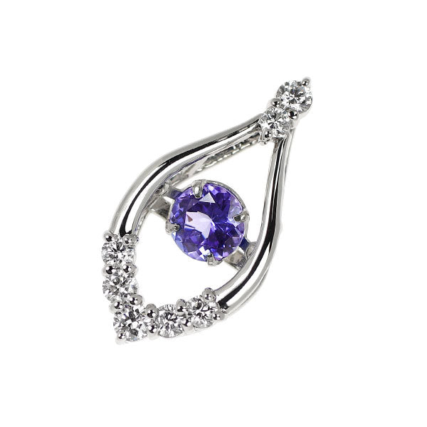 Pt900 タンザナイト ダイヤモンド ペンダントトップ 0.49ct 0.25ct ダンシング