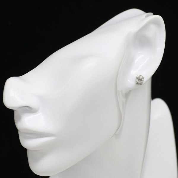 新品 Pt900 バケットカット ダイヤモンド ピアス 0.449ct D0.14ct【エスコレ】