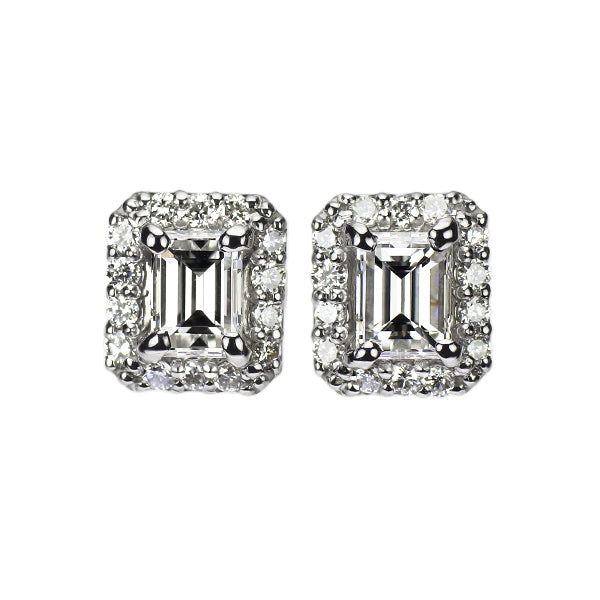 新品 Pt900 バケットカット ダイヤモンド ピアス 0.449ct D0.14ct