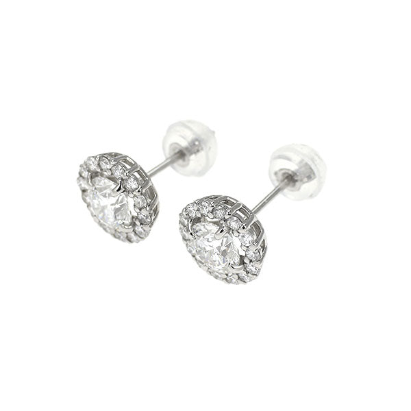新品 Pt900/ Pt950 ダイヤモンド ピアス 1.04 F SI2 3EX D0.34ct【エスコレ】