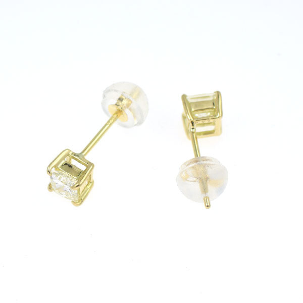 新品 K18YG プリンセスカット ダイヤモンド ピアス 0.537ct VLY/M VS1【エスコレ】