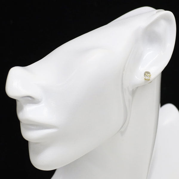 新品 K18YG プリンセスカット ダイヤモンド ピアス 0.537ct VLY/M VS1【エスコレ】