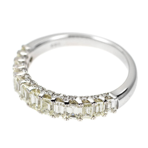 新品 Pt950 エメラルドカット/ラウンド ダイヤモンド リング 1.50ct ハーフエタニティ【エスコレ】