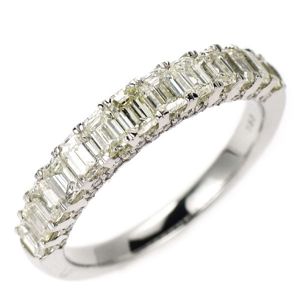 新品 Pt950 エメラルドカット/ラウンド ダイヤモンド リング 1.50ct ハーフエタニティ【エスコレ】