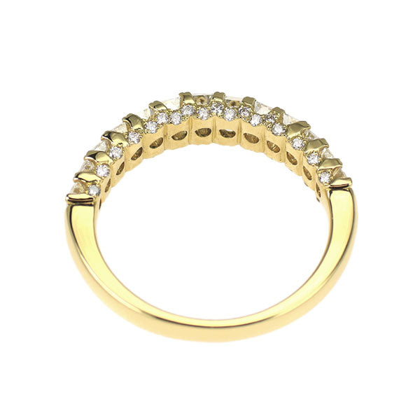 新品 K18YG エメラルドカット/ラウンド ダイヤモンド リング 1.50ct