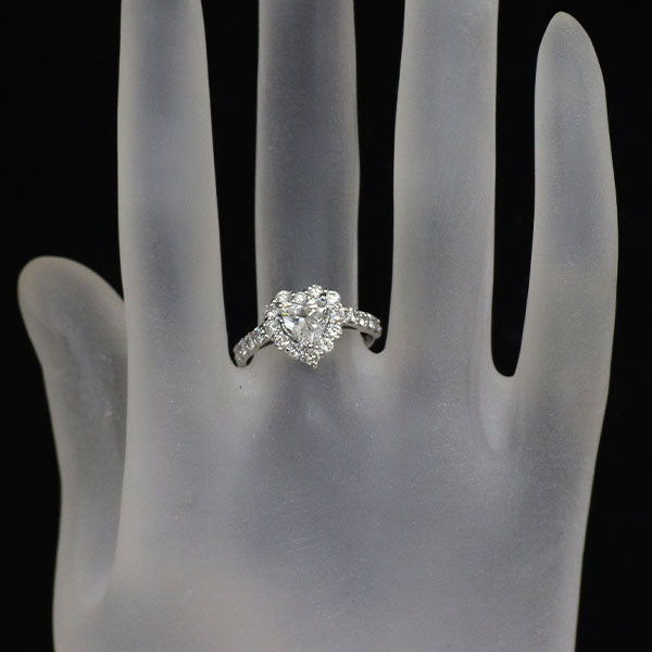 新品 Pt900 ハートシェイプ ダイヤモンド リング 1.105ct E VS1 D0.80ct