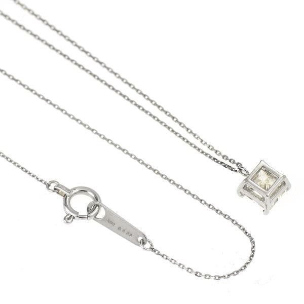 新品 Pt900/ Pt850 プリンセスカット ダイヤモンド ペンダントネックレス 0.638ct K（Faint Brown） SI1