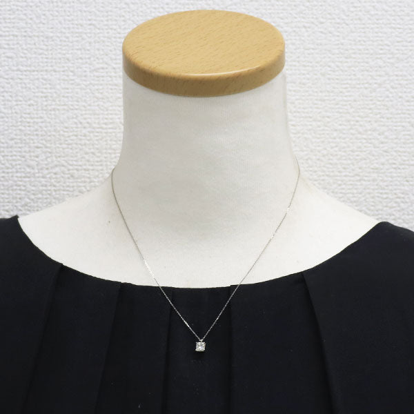 新品 Pt900/ Pt850 プリンセスカット ダイヤモンド ペンダントネックレス 0.638ct K（Faint Brown） SI1