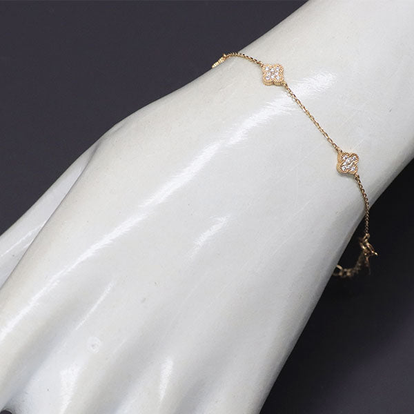 新品 K18PG ダイヤモンド ステーション ブレスレット 0.22ct フラワー