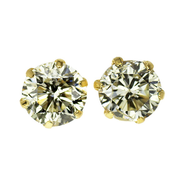 新品 K18YG 片側LDH ダイヤモンド ピアス 2.043ct VLY/L SI2 Fair/Poor