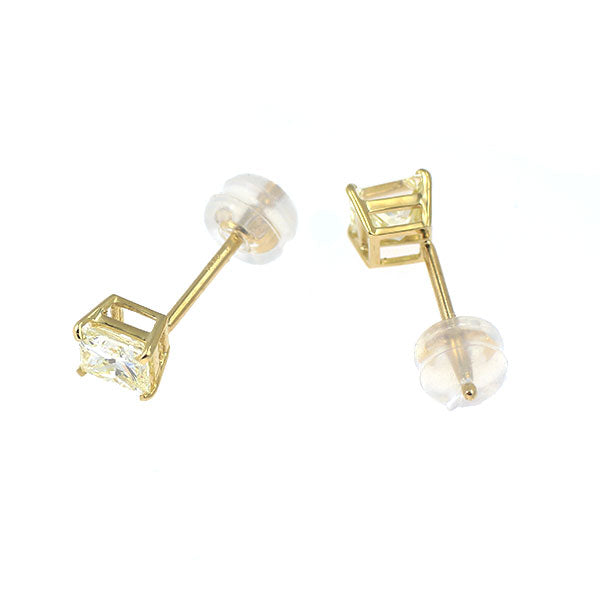新品 K18YG プリンセスカット ダイヤモンド ピアス 1.163ct VLY VS1-2