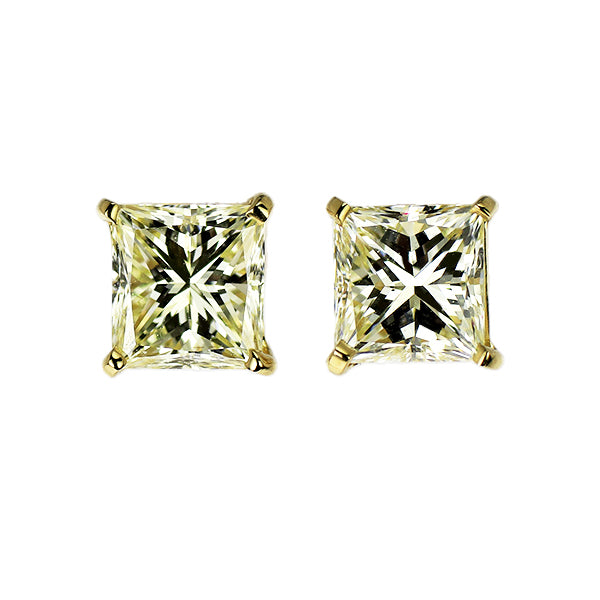 新品 K18YG プリンセスカット ダイヤモンド ピアス 1.163ct VLY VS1-2