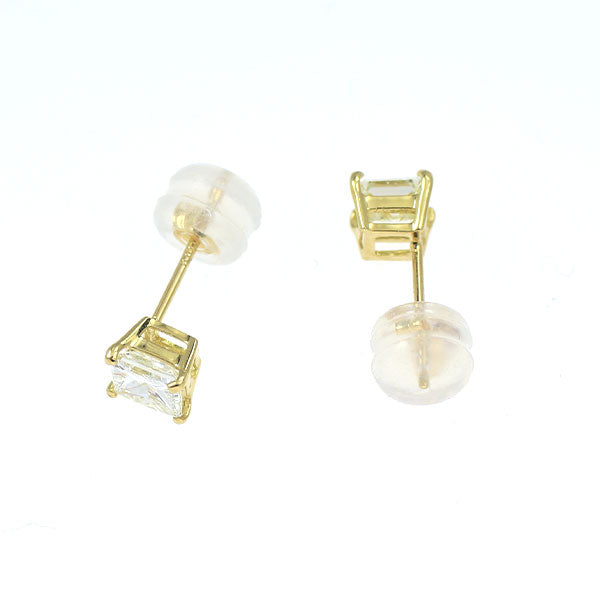 新品 K18YG プリンセスカット ダイヤモンド ピアス 0.675ct J/K VS1-2