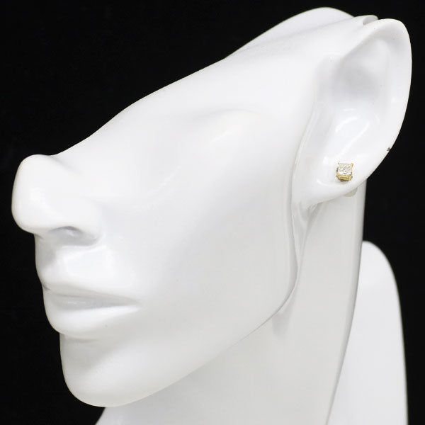 新品 K18YG プリンセスカット ダイヤモンド ピアス 0.675ct J/K VS1-2