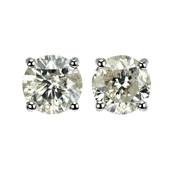 新品 Pt900 ダイヤモンド ピアス 4.049ct J/K（Faint Brown） I2 Fair