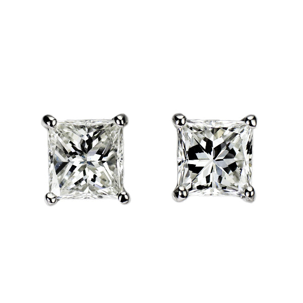 新品 Pt900 プリンセスカット ダイヤモンド ピアス 0.649ct H VS1-2