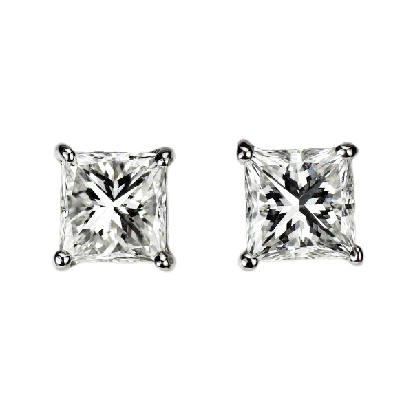 新品 Pt900 プリンセスカット ダイヤモンド ピアス 0.665ct E/F VS1