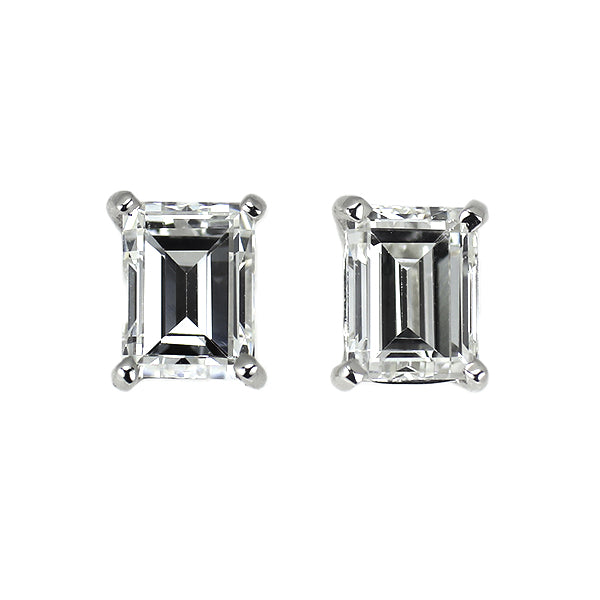 新品 Pt900 バケットカット ダイヤモンド ピアス 0.991ct F/H VS1-2