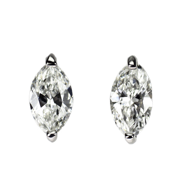 新品 Pt900 マーキスカット ダイヤモンド ピアス 0.444ct F SI1-2