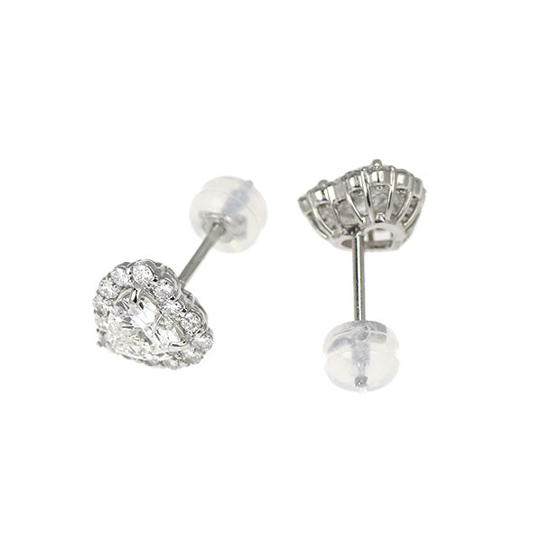 新品 Pt900 ハートシェイプ ダイヤモンド ピアス 1.117ct H SI1-2 D0.46ct