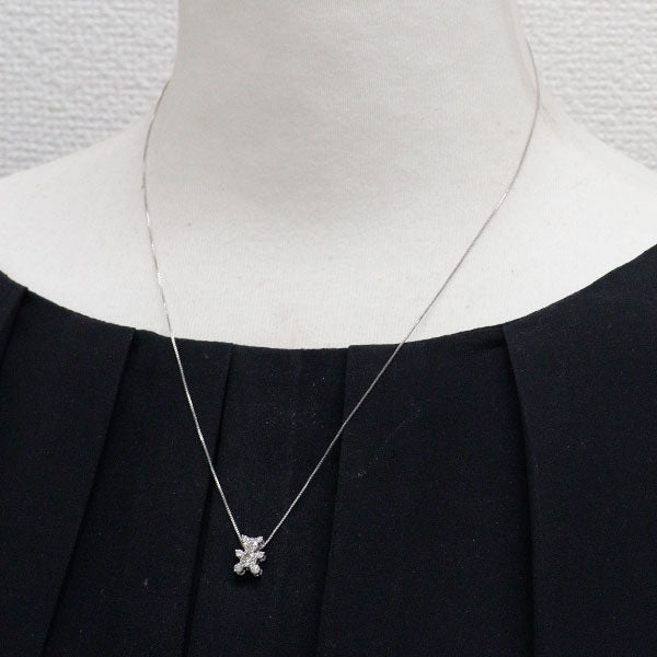 K18WG ダイヤモンド ペンダントネックレス 0.65ct 熊