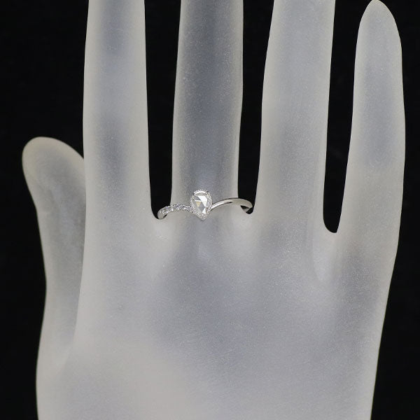 Pt900 ペアシェイプローズカット ダイヤモンド リング 0.15ct D0.04ct