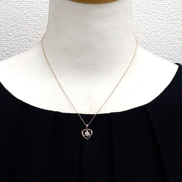 K10PG ダイヤモンド ペンダントネックレス 0.15ct ハート