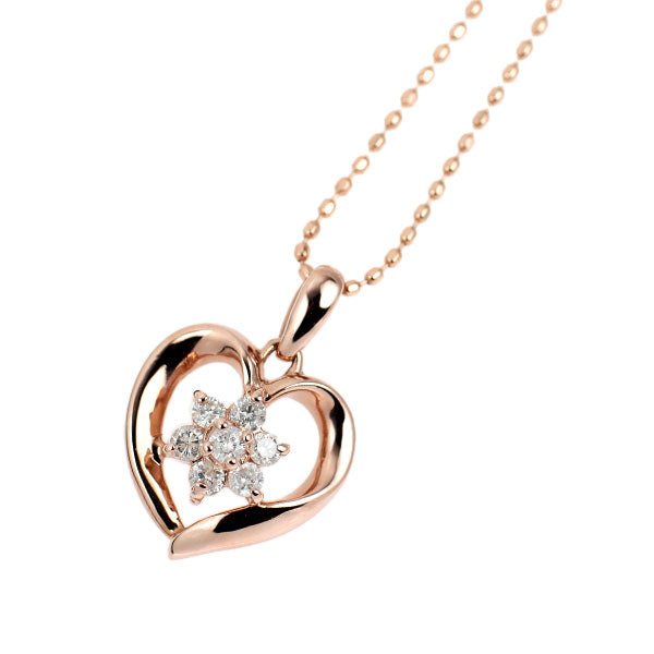 K10PG ダイヤモンド ペンダントネックレス 0.15ct ハート