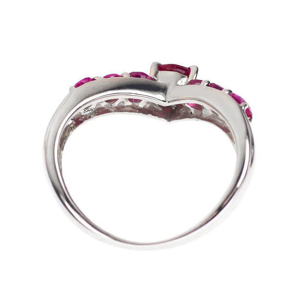 K18WG ルビー リング 0.95ct V字