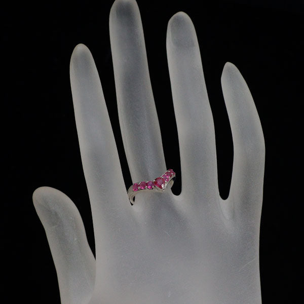K18WG ルビー リング 0.95ct V字