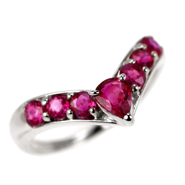 K18WG ルビー リング 0.95ct V字