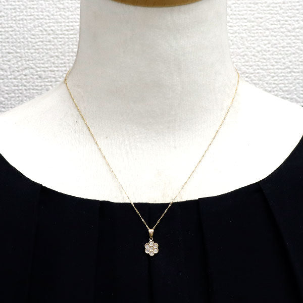 K18YG ダイヤモンド ペンダントネックレス 0.25ct フラワー