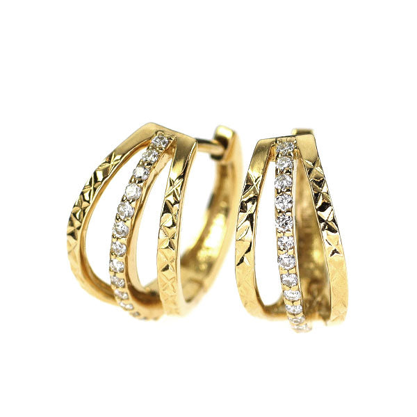 K18YG ダイヤモンド ピアス 0.14ct フープ