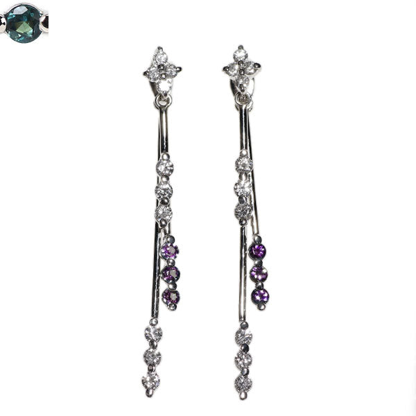 希少 Pt900 アレキサンドライト ダイヤモンド ピアス 0.27ct D0.64ct
