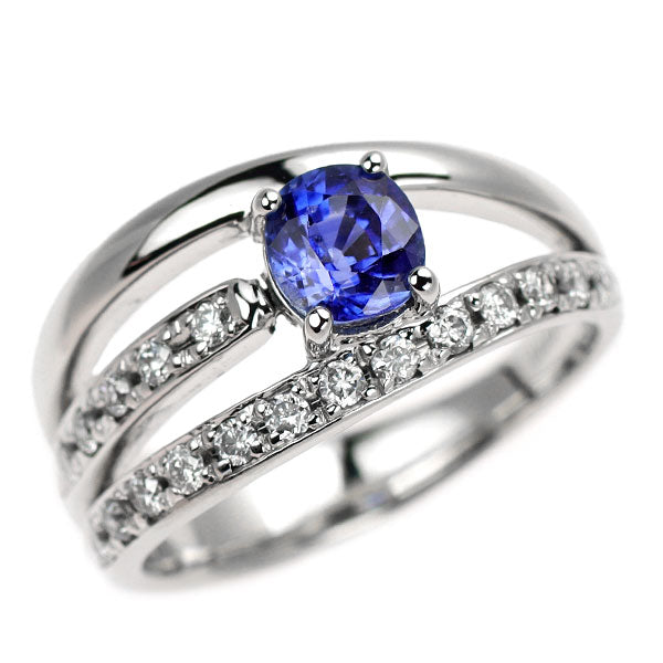 Pt900 サファイア ダイヤモンド リング 0.66ct D0.23ct