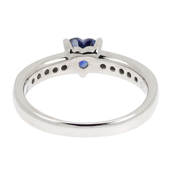 Pt900 ハートシェイプ サファイア ダイヤモンド リング 0.57ct D0.12ct