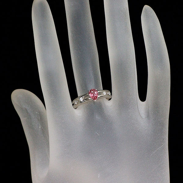 Pt900 ピンクサファイア ダイヤモンド リング 0.75ct D0.10ct