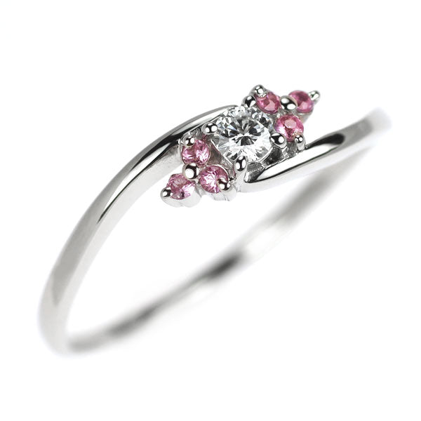 Pt900 ダイヤモンド ピンクサファイア リング 0.08ct PS0.08ct