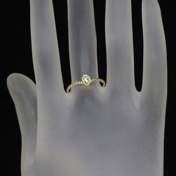 K18YG ペアシェイプローズカット ダイヤモンド リング 0.11ct D0.04ct