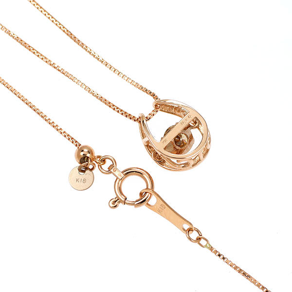 K18PG ダイヤモンド ペンダントネックレス 0.20ct  ダンシングストーン 馬蹄