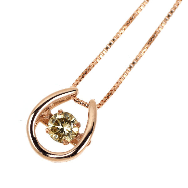K18PG ダイヤモンド ペンダントネックレス 0.20ct  ダンシングストーン 馬蹄