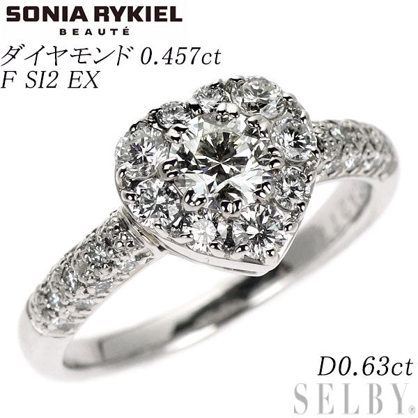 ソニアリキエル Pt900 ダイヤモンド ダイヤモンド リング 0.457ct F SI2 EX 0.63ct