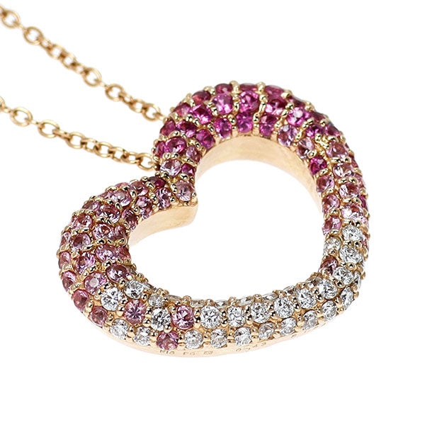 ポンテヴェキオ K18PG ピンクサファイア ダイヤモンド ペンダントネックレス 1.34ct D0.43ct エテルノ エモツィオーネ ハート