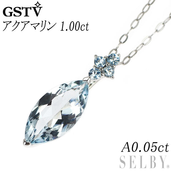 GSTV Pt950 アクアマリン ペンダントネックレス 1.00ct AQ0.05ct